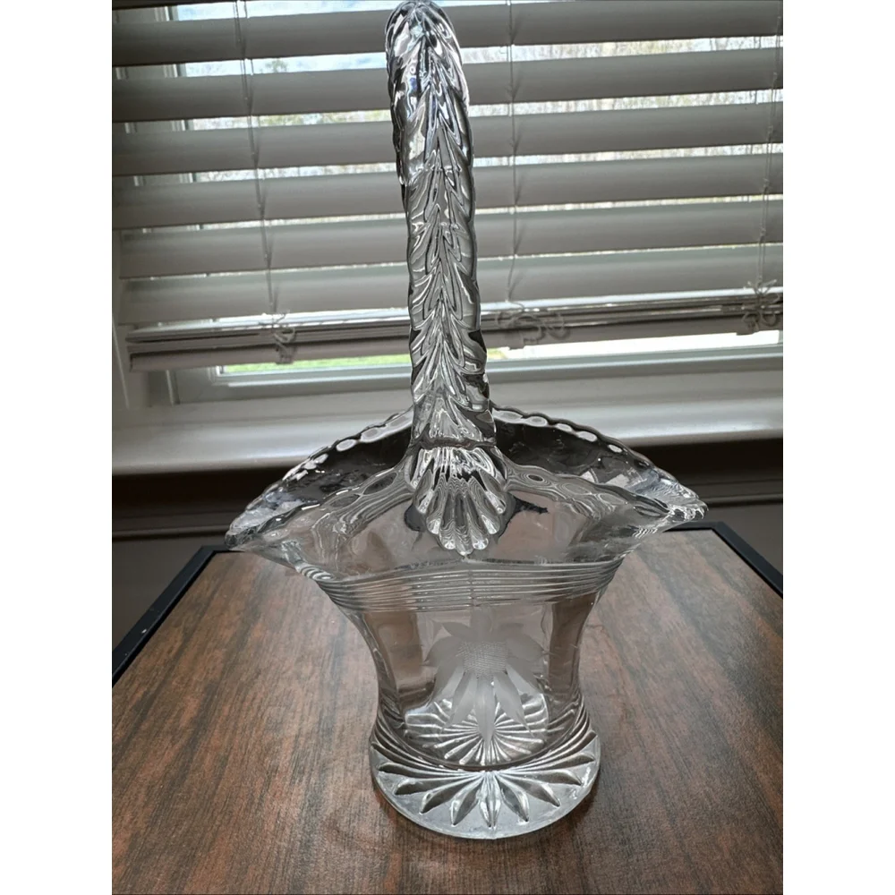 Vintage Fostoria Clear Crystal Glass Basket Large
